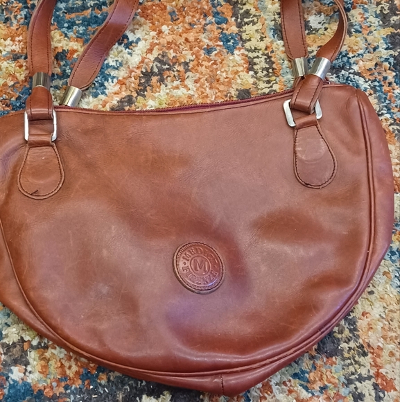 Vintage Medici Firenze Italian brown leather double handle shoulder bag - Picture 2 of 5